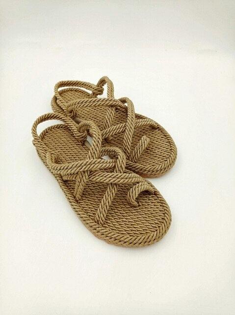STEVVEX Women’s Braided Cross-Tied Beach Sandals ST85SH1245CRP