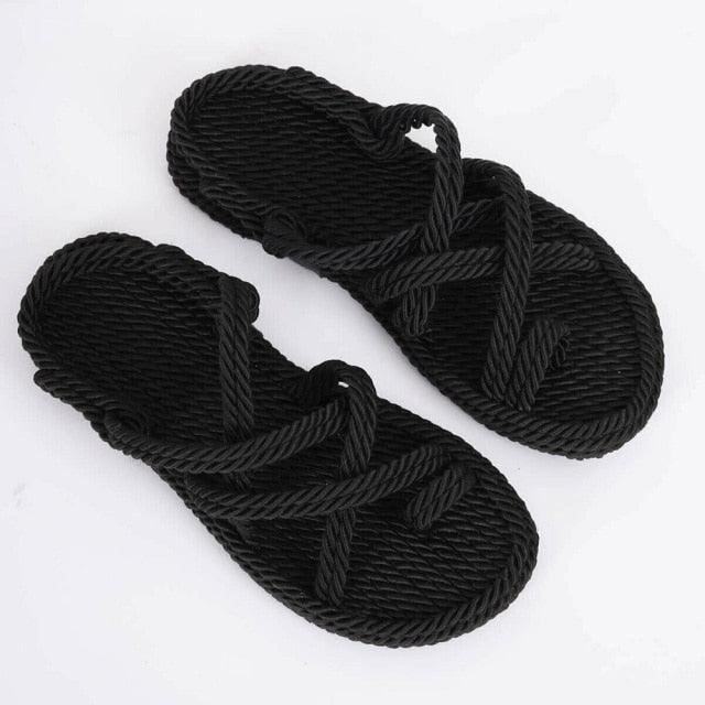 STEVVEX Women’s Braided Cross-Tied Beach Sandals ST85SH1245CRP