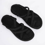 STEVVEX Women’s Braided Cross-Tied Beach Sandals ST85SH1245CRP
