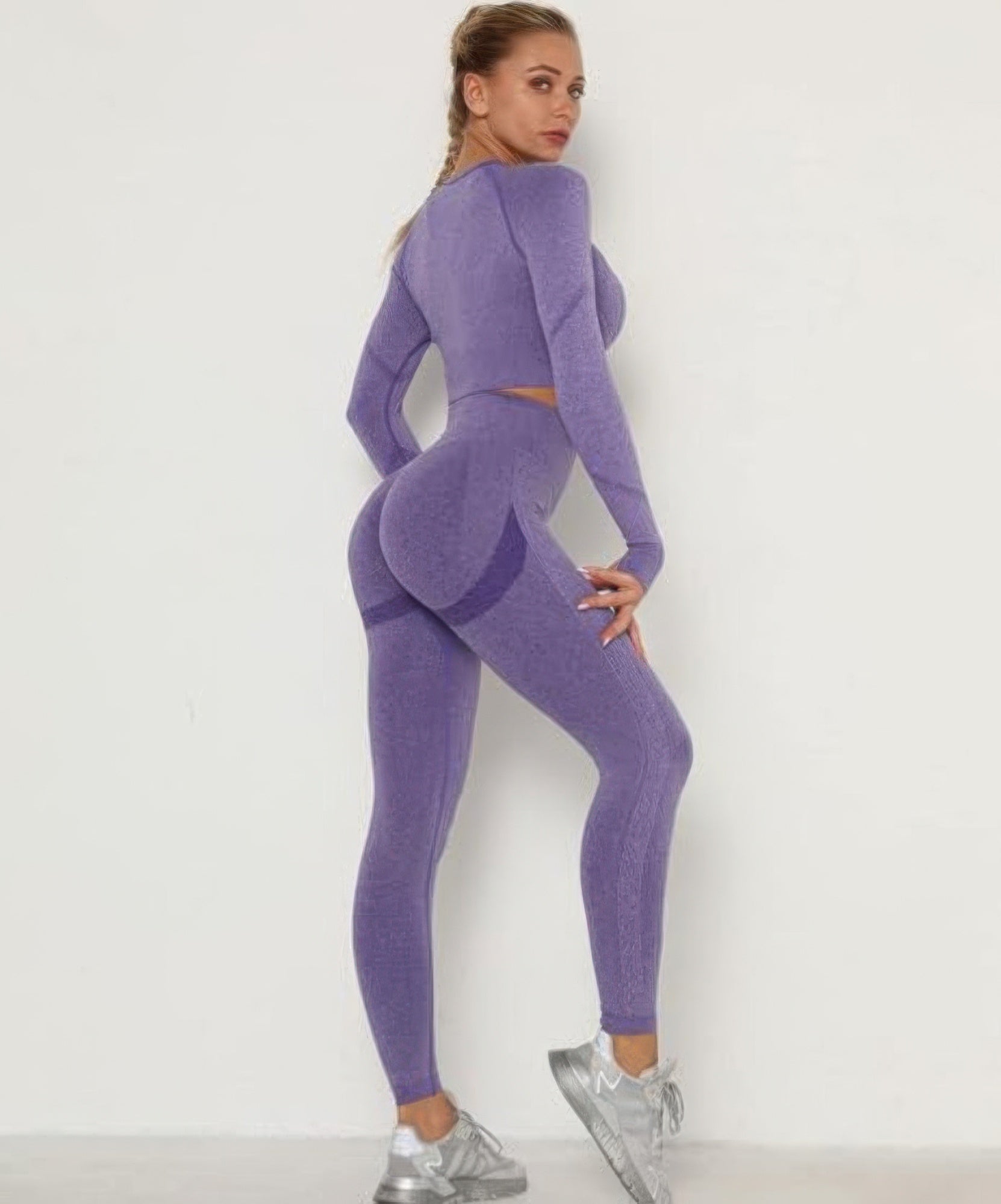Seamless Long Sleeve Top and Leggings Matching Activewear Set
