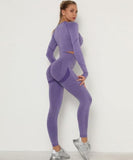 Seamless Long Sleeve Top and Leggings Matching Activewear Set