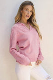 Shewin Flower Pattern Knitted Notched Neck Sweater - Rosa Apparel
