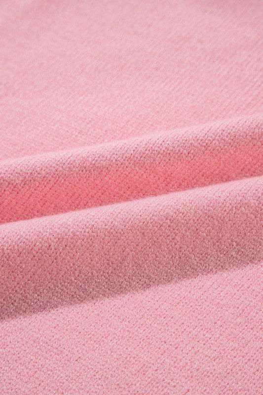 Shewin Flower Pattern Knitted Notched Neck Sweater - Rosa Apparel