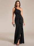 Shining One-Shoulder Spaghetti Strap Dress - Rosa Apparel - Rosa Apparel