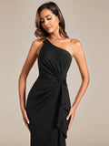 Shining One-Shoulder Spaghetti Strap Dress - Rosa Apparel - Rosa Apparel