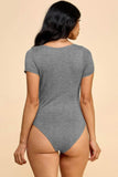 Short Sleeve Scoop Neck Double Layered Bodysuit – Gray - Rosa Apparel