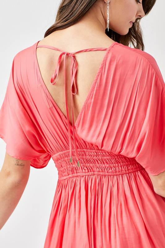 Smocked Waist with Tassel Strap Dress - Rosa Apparel