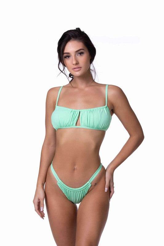 Solid Cute Bandeau Bikini Set - Rosa Apparel