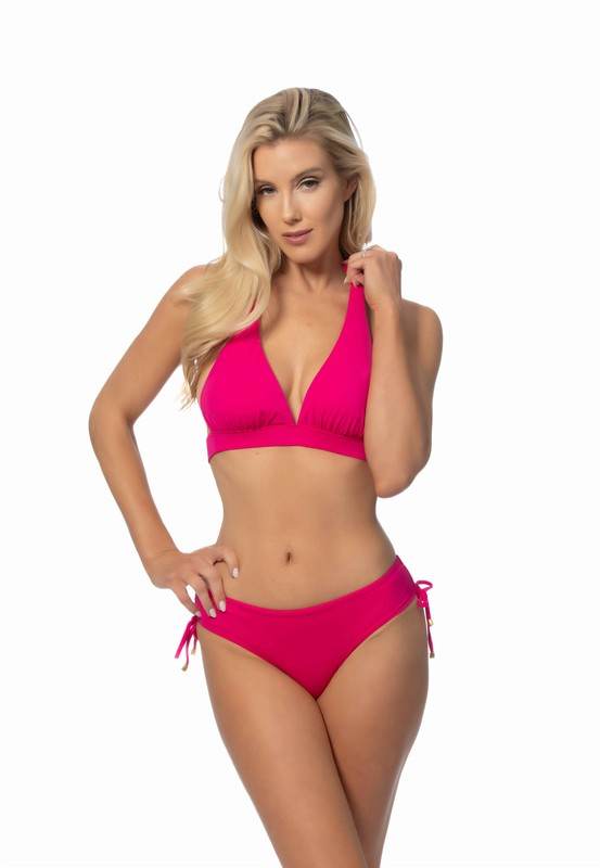 Solid Halter Bikini Set With Ruching Side Bottom - Rosa Apparel