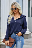 Solid Lace Trim Long Sleeve Loose Hoodie - Rosa Apparel