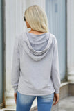 Solid Lace Trim Long Sleeve Loose Hoodie - Rosa Apparel