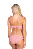 Solid Ribbed Pink Ruffled Bikini Set - Rosa Apparel