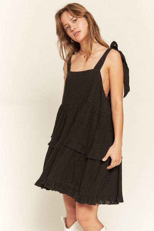 Square neck ruffle dress - Rosa Apparel