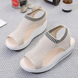 Stevvex Women's Elastic Strap Open Toe Platform Sandals ST85SH0451QWE
