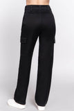 Straight Fit Long Pocketed Black Pants - Rosa Apparel