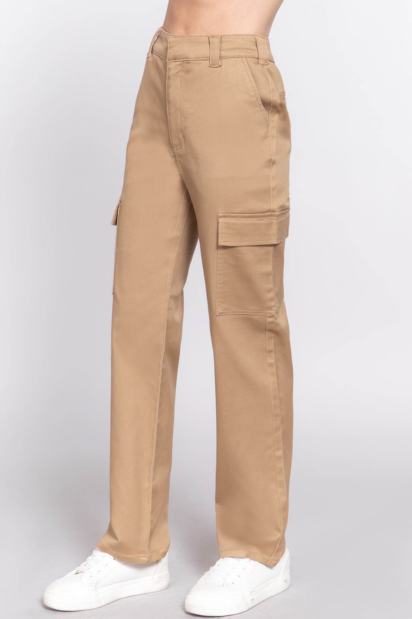 Straight Fit Long Pocketed Khaki Pants - Rosa Apparel