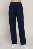 Straight Fit Long Pocketed Navy Pants - Rosa Apparel