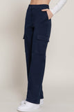Straight Fit Long Pocketed Navy Pants - Rosa Apparel