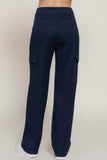 Straight Fit Long Pocketed Navy Pants - Rosa Apparel