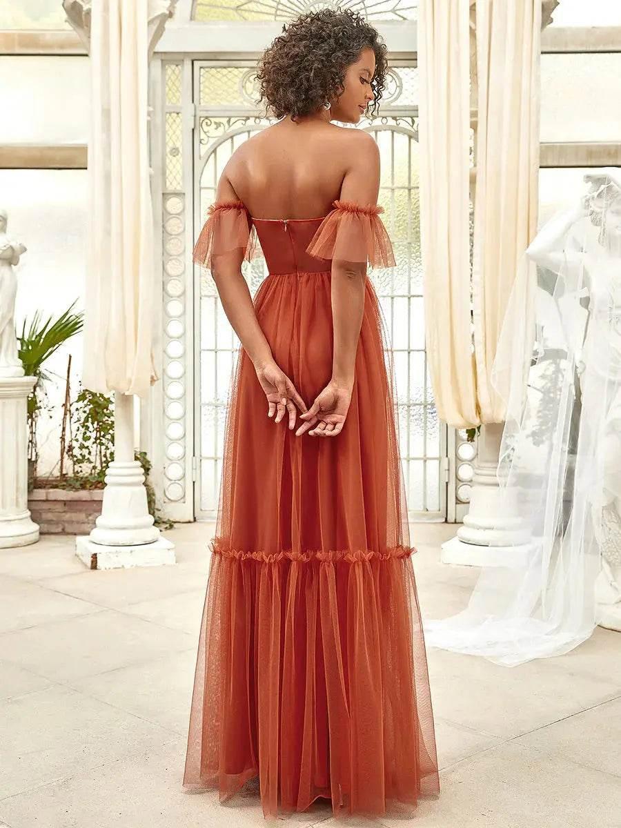 Ever Pretty Strapless A line Ruffles Sleeves Dresses - Rosa Apparel