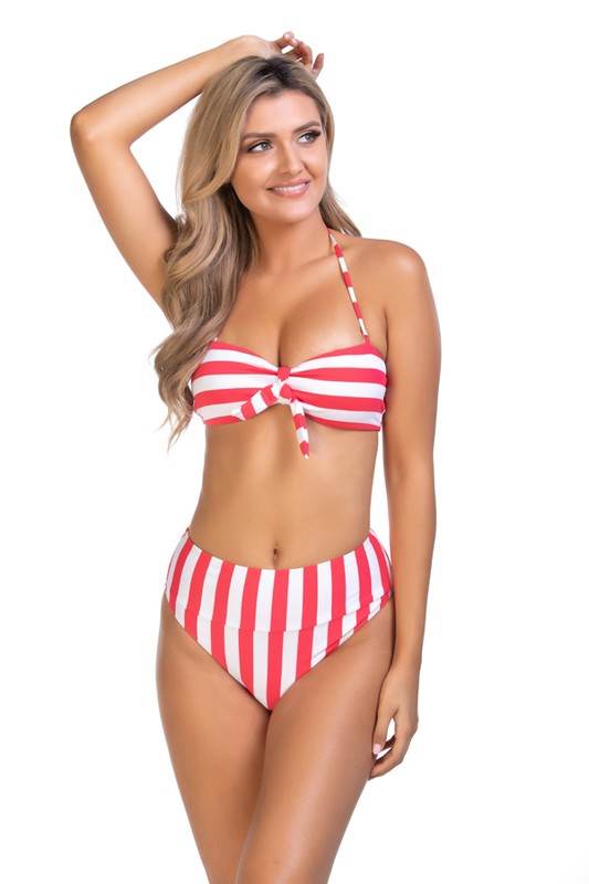 Stripped bandeau bikini set - Rosa Apparel