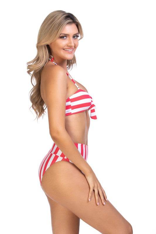 Stripped bandeau bikini set - Rosa Apparel
