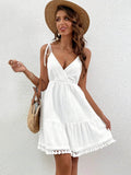 Surplice Summer Mini Dress with Tassel Hem - Rosa Apparel