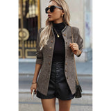 Tailored Stand Collar Jacket with Decorative Buttons - Rosa Apparel