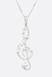 Treble Clef Cubic Zirconia Pendant Necklace - Rosa Apparel