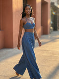 Two-Piece Wide-Leg Pant Set