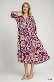 Umgee Floral Print Tiered Midi Dress - Rosa Apparel