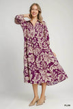 Umgee Floral Print Tiered Midi Dress - Rosa Apparel