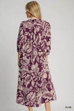 Umgee Floral Print Tiered Midi Dress - Rosa Apparel