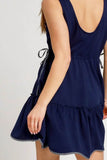 Umgee Frill Drawstring Waist Round Neck Mini Tank Dress - Rosa Apparel