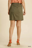 Umgee Linen Blend Button Down Skirt with Pockets - Rosa Apparel