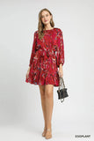 Umgee Ruffled Hem Printed Balloon Sleeve Dress - Rosa Apparel