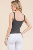 V-neck Basic Double Layers Tank Top – Gray - Rosa Apparel
