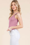 V-neck Basic Double Layers Tank Top – Pink - Rosa Apparel