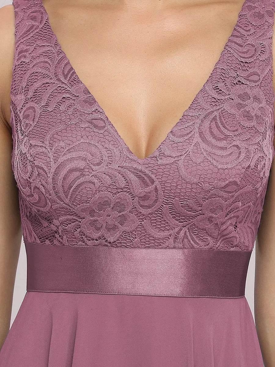 Ever Pretty V-neck Lace Chiffon A-Line Sleeveless Prom Dress - Rosa Apparel