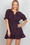 VERY J Floral Textured Woven Ruffled Mini Dress - Rosa Apparel