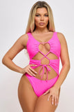 Valery One-Piece Lace-Up Plunge Neckline Swimsuit - Rosa Apparel