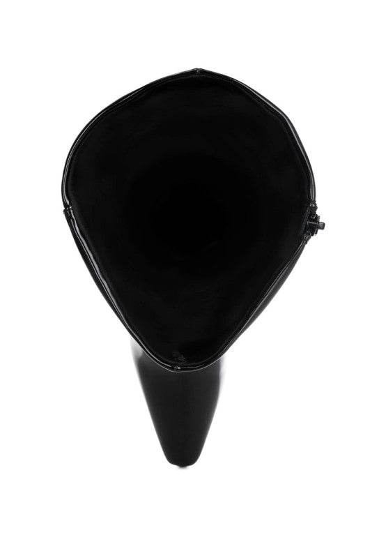 Warley Patent Faux Leather Calf Boots – Women’s Stiletto Heel Boots by Rosa Apparel - Rosa Apparel