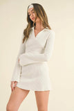 White Waffle Knit Bell Sleeve Top And Skirt Set - Rosa Apparel