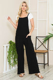 Wide Leg Premium Cotton Rib Overalls - Rosa Apparel