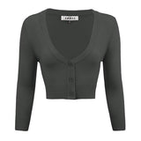 Women's Cropped Bolero 3/4 Sleeve Cardigan - Rosa Apparel