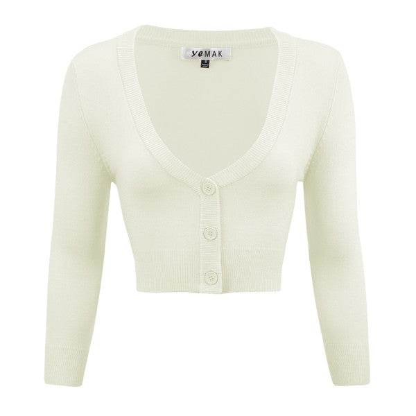 Women's Cropped Bolero 3/4 Sleeve Cardigan - Rosa Apparel