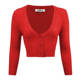 Women's Cropped Bolero 3/4 Sleeve Cardigan - Rosa Apparel