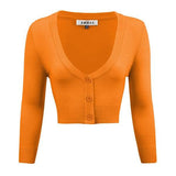 Women's Cropped Bolero 3/4 Sleeve Cardigan - Rosa Apparel