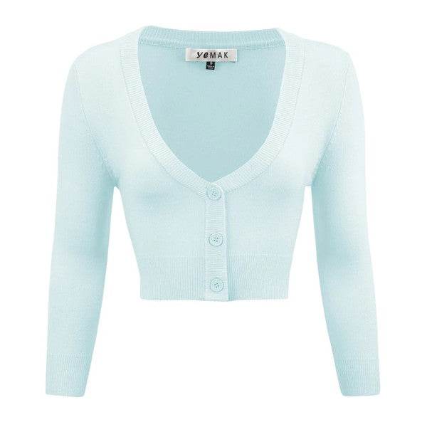 Women's Cropped Bolero 3/4 Sleeve Cardigan - Rosa Apparel