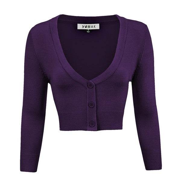 Women's Cropped Bolero 3/4 Sleeve Cardigan - Rosa Apparel